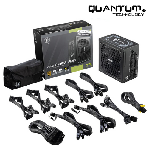 مزود الطاقة MSI MAG A1250GL PCIe5 1250W 80+ Gold كامل الوحدات - ATX 3.1 