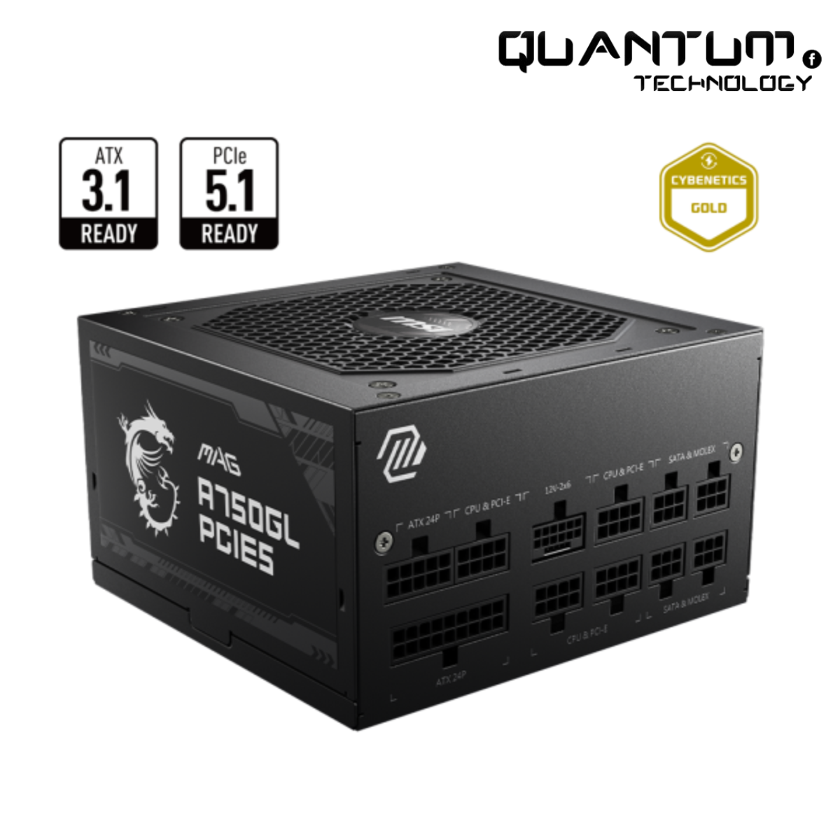 MSI MAG A750GL 750W PSU – 80+ Gold, ATX 3.1, PCIe 5.1, Fully Modular