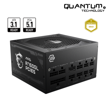 MSI MAG A750GL 750W PSU – 80+ Gold, ATX 3.1, PCIe 5.1, Fully Modular