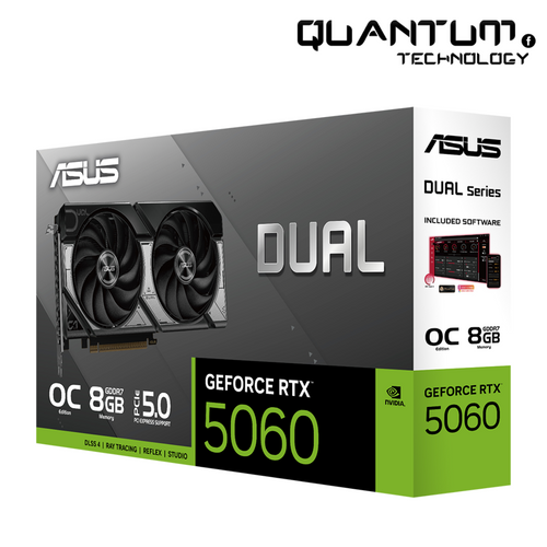 ASUS Dual GeForce RTX 5060 OC 8GB – DLSS 3.5, Ray Tracing, Compact Gaming GPU