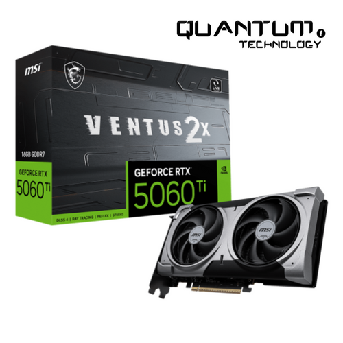 بطاقة رسومات MSI GeForce RTX 5060 Ti VENTUS 2X PLUS سعة 16 جيجابايت - DLSS 3.5، تتبع الأشعة، تبريد بمروحتين 