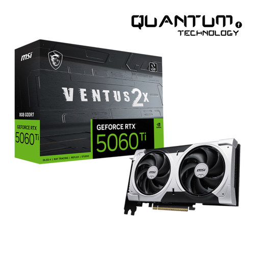 بطاقة رسومات MSI GeForce RTX 5060 Ti VENTUS 2X PLUS سعة 8 جيجابايت - DLSS 3.5، تتبع الأشعة، تبريد بمروحتين