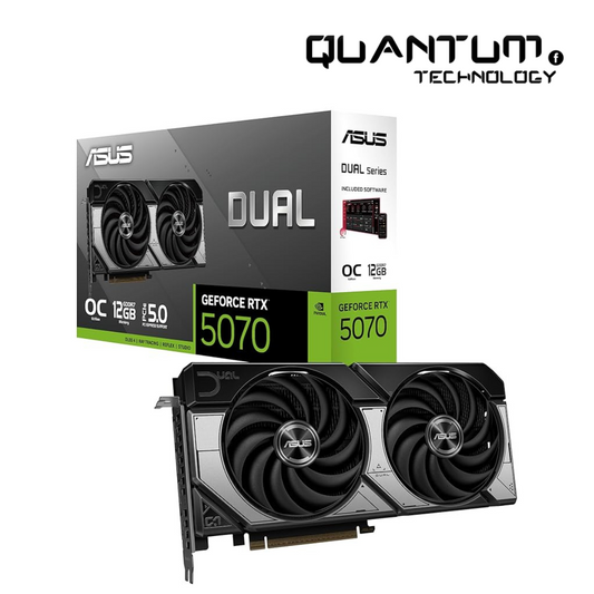ASUS Dual GeForce RTX 5070 OC 12GB – DLSS 3.5, Ray Tracing, Dual-Fan Cooling