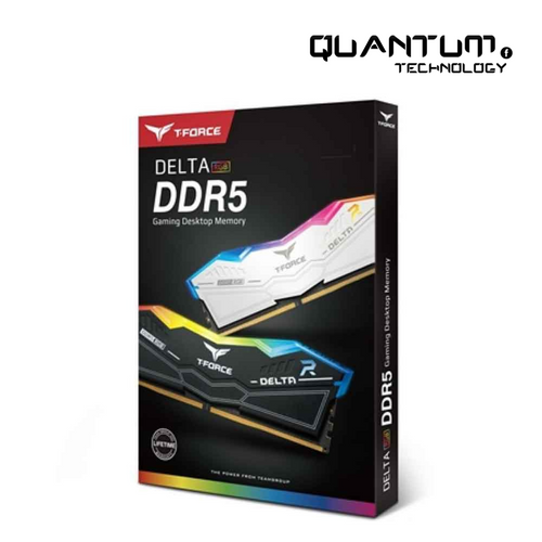 ذاكرة وصول عشوائي للألعاب عالية السرعة RGB من T-FORCE DELTA RGB DDR5 سعة 16 جيجابايت وسرعة 6000 ميجاهرتز CL38 باللون الأسود