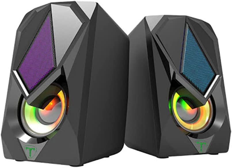 T-DAGGER T-TGS500 (BlackBox) مكبرات صوت للألعاب 2 × 3 وات 3.5 مم مع إضاءة خلفية RGB LED تعمل عبر USB للكمبيوتر الشخصي 