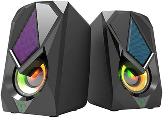 T-DAGGER T-TGS500 (BlackBox) مكبرات صوت للألعاب 2 × 3 وات 3.5 مم مع إضاءة خلفية RGB LED تعمل عبر USB للكمبيوتر الشخصي 