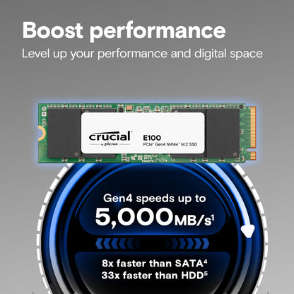 Crucial E100 480GB PCIe Gen4 NVMe SSD