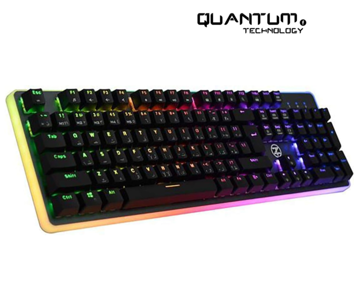 TechnoZone E 28 Gaming Mechanical Keyboard showing customizable RGB lighting and responsive mechanical switches.