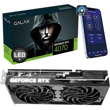 GALAX RTX 4070 1-Click OC graphics card with 12GB GDDR6X memory and advanced cooling.