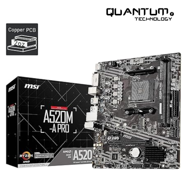 MSI A520M-A PRO Gaming Motherboard with advanced connectivity and cooling features