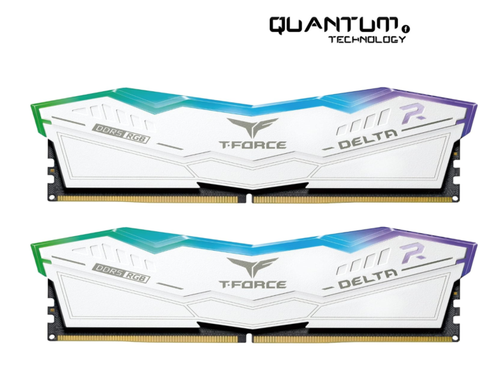 T-Force Delta 32GB DDR5 6400MHz CL40 RGB RAM module in white