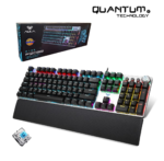 Aula F2088 Full Mechanical Gaming Keyboard with rainbow backlit LED and blue switches, featuring Arabic/English layout.