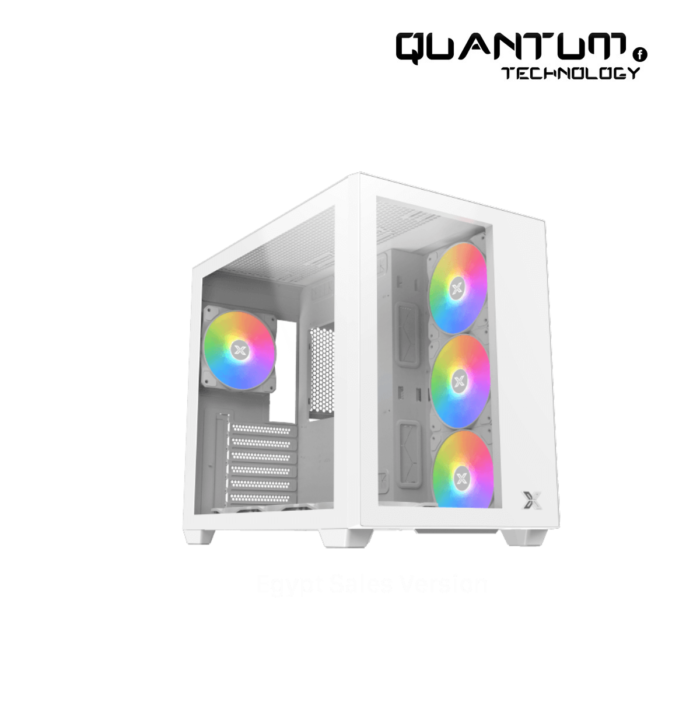 XIGMATEK Aqua III Arctic ARGB Mid Tower Case showcasing stylish design and RGB lighting.