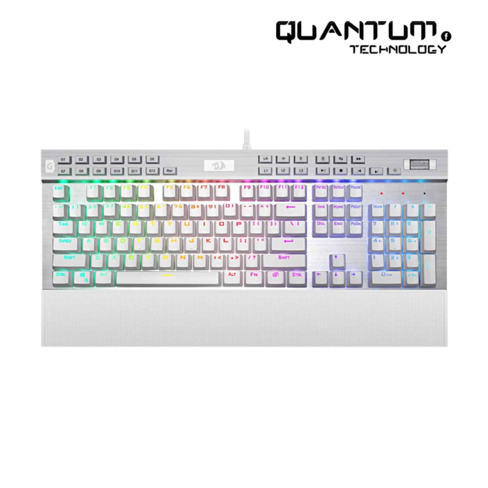 Redragon K550 RGB Yama Gaming Mechanical Keyboard with Purple Switches, Macro Keys, Wrist Rest & RGB Lighting.