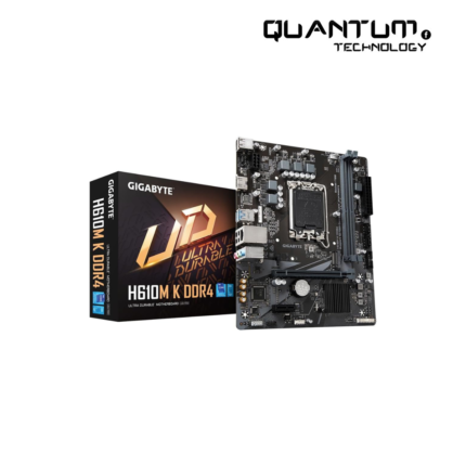 GIGABYTE H610M K DDR4 LGA 1700 M-ATX motherboard with Intel 12th/13th Gen support, PCIe 4.0, NVMe M.2, and Smart Fan cooling.