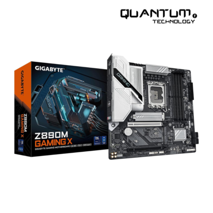 GIGABYTE Z890M Gaming X Ultra Core (Series 2) mATX motherboard with LGA 1851 socket, DDR5, PCIe 5.0, triple M.2, USB Type-C, and 2.5GbE LAN.