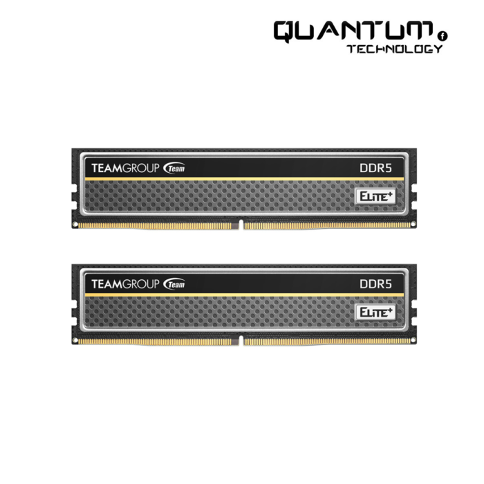 TEAMGROUP Elite Plus 64GB (2x32GB) DDR5 4800MHz CL40 memory kit for high-performance gaming and professional computing.