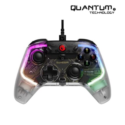 GameSir T4 Kaleid Wired Gamepad with Hall Effect joysticks, RGB lighting, dual vibration, motion control, and Turbo mode for PC, Nintendo Switch, and Android.