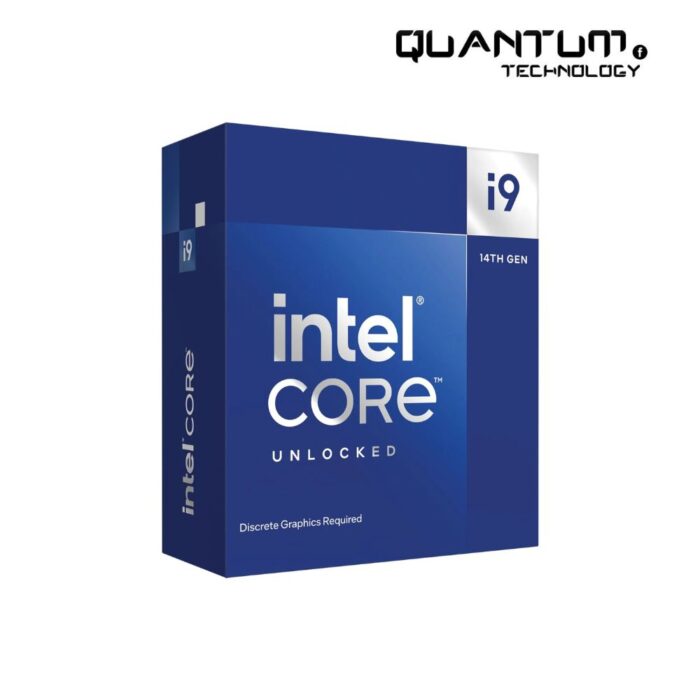 Intel Core i9-14900KF processor with 8P+16E cores, 6.0 GHz Turbo, LGA 1700 socket, PCIe 5.0, DDR5 support, and unlocked overclocking for extreme performance.